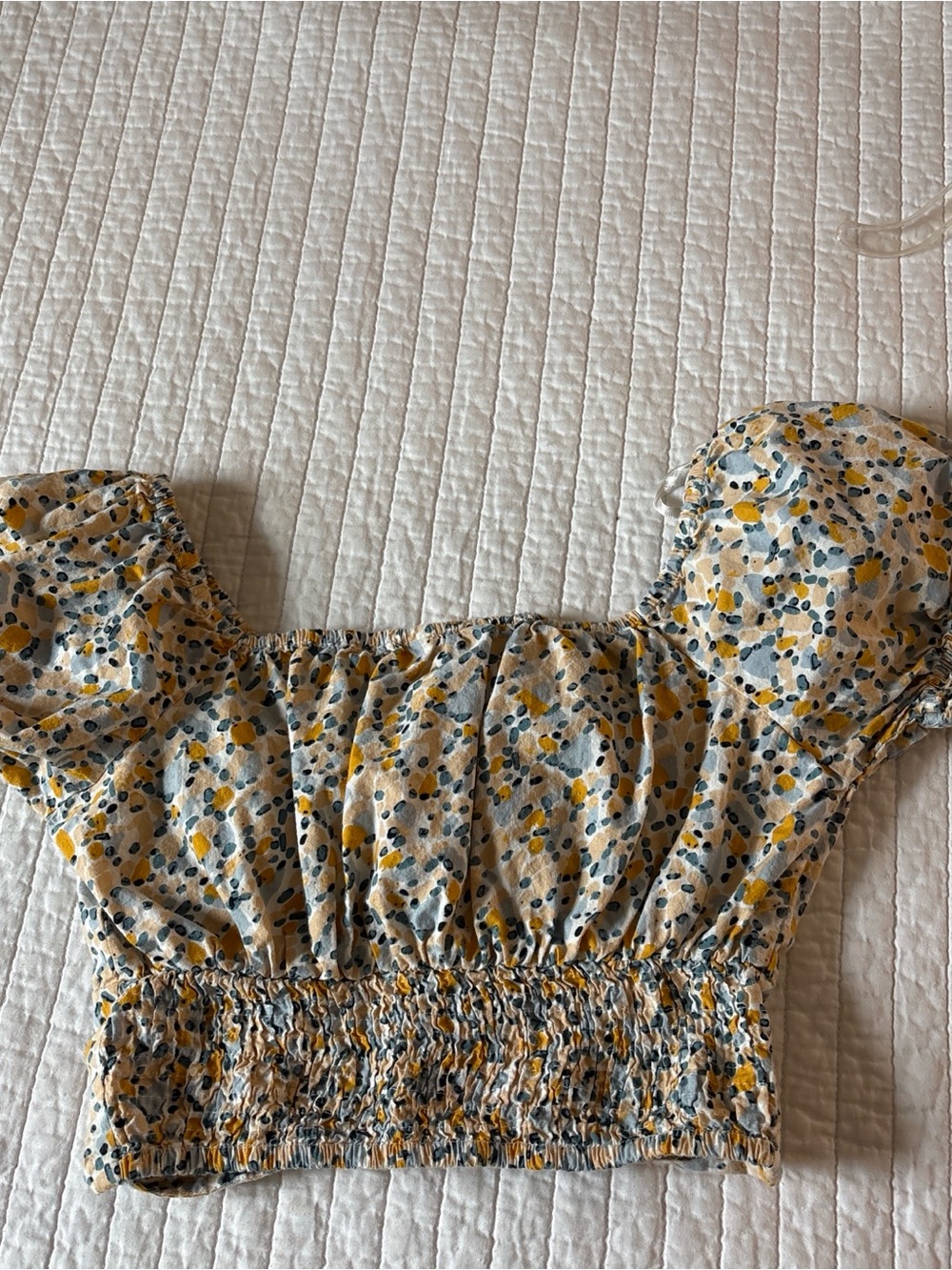 Women’s Yellow Floral Smocked Crop Top